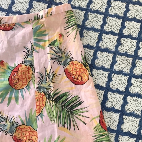 Wallpapr Women’s M/L Pink Pineapple Two Piece Set Crop Top & Skirt Palm Fronds - Picture 4 of 9